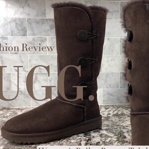 UGG Bailey Button Triplet CHO Tall Boots Brown Size 5